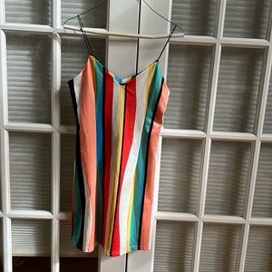Vertical striped mini dress